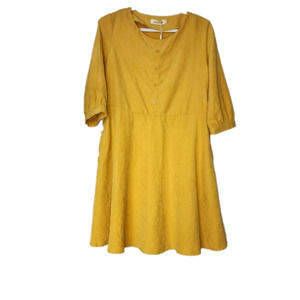 New mustard yellow spring summer swing baby doll dress size small